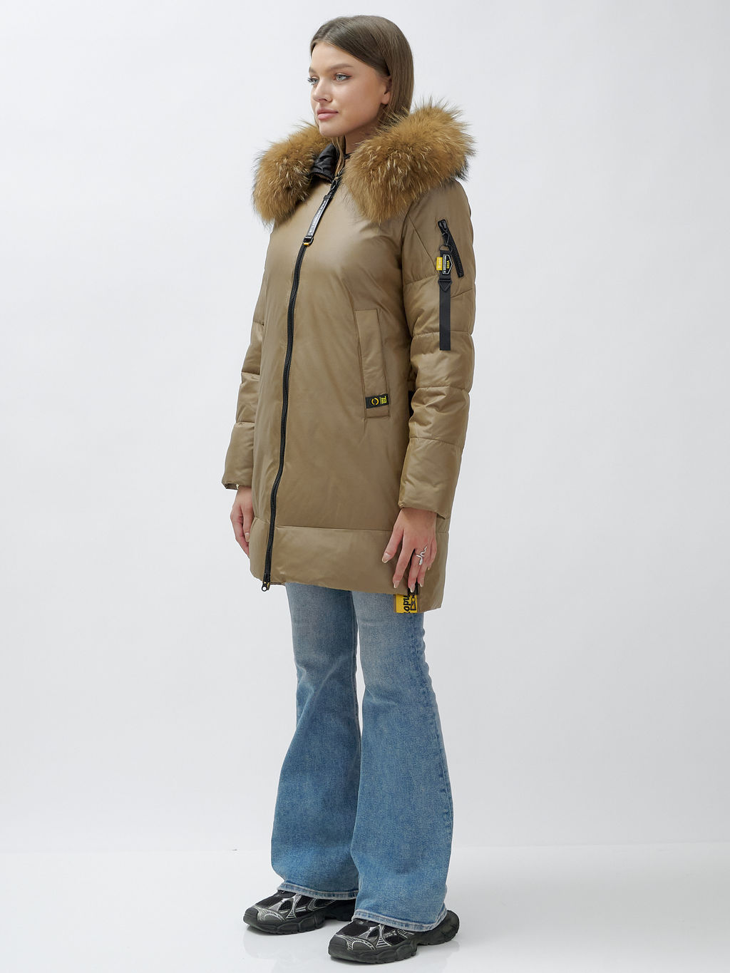 Куртка зимняя HaiLuoZi 871K женская коричневая с мехом енота утеплитель 260 г/м² - Mtforce фото 3