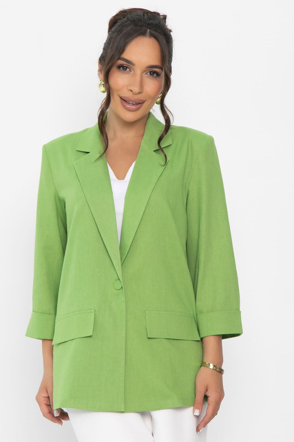 Пиджак льняной Мэрлин (зеленый) Б15429-7М