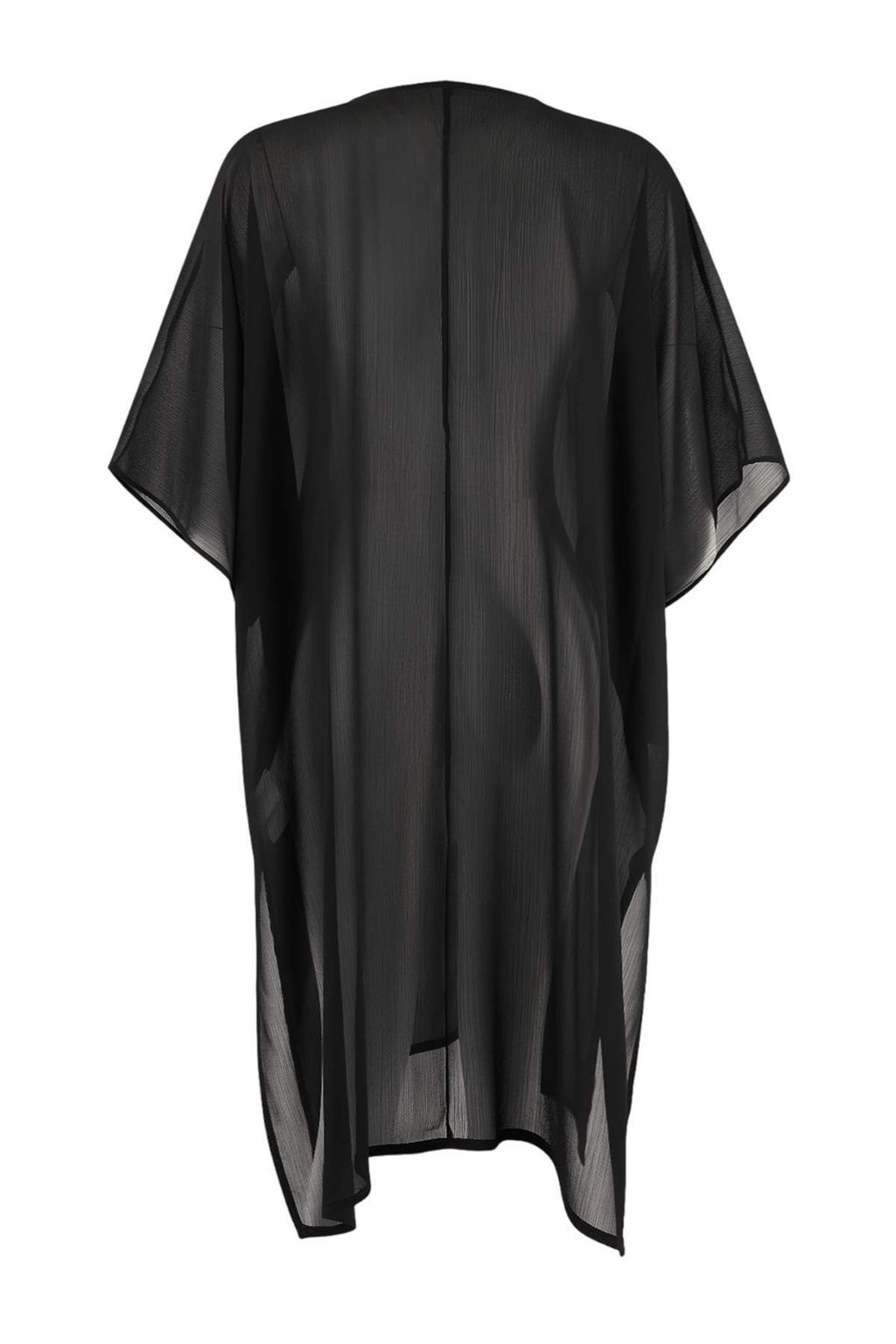 Siyah Dokuma Midi Yarasa Kol Plaj Kimono & Kaftan TBESS26KM00001