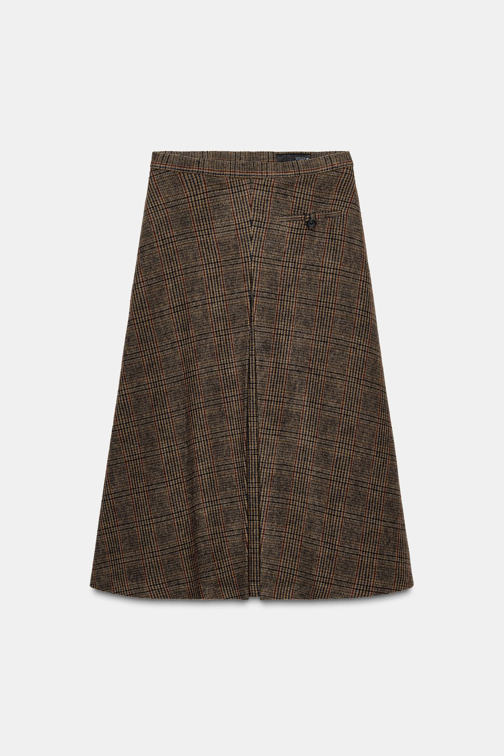 ZW COLLECTION CHECK SKIRT WITH WOOL AND PLEATS - Zara фото 8