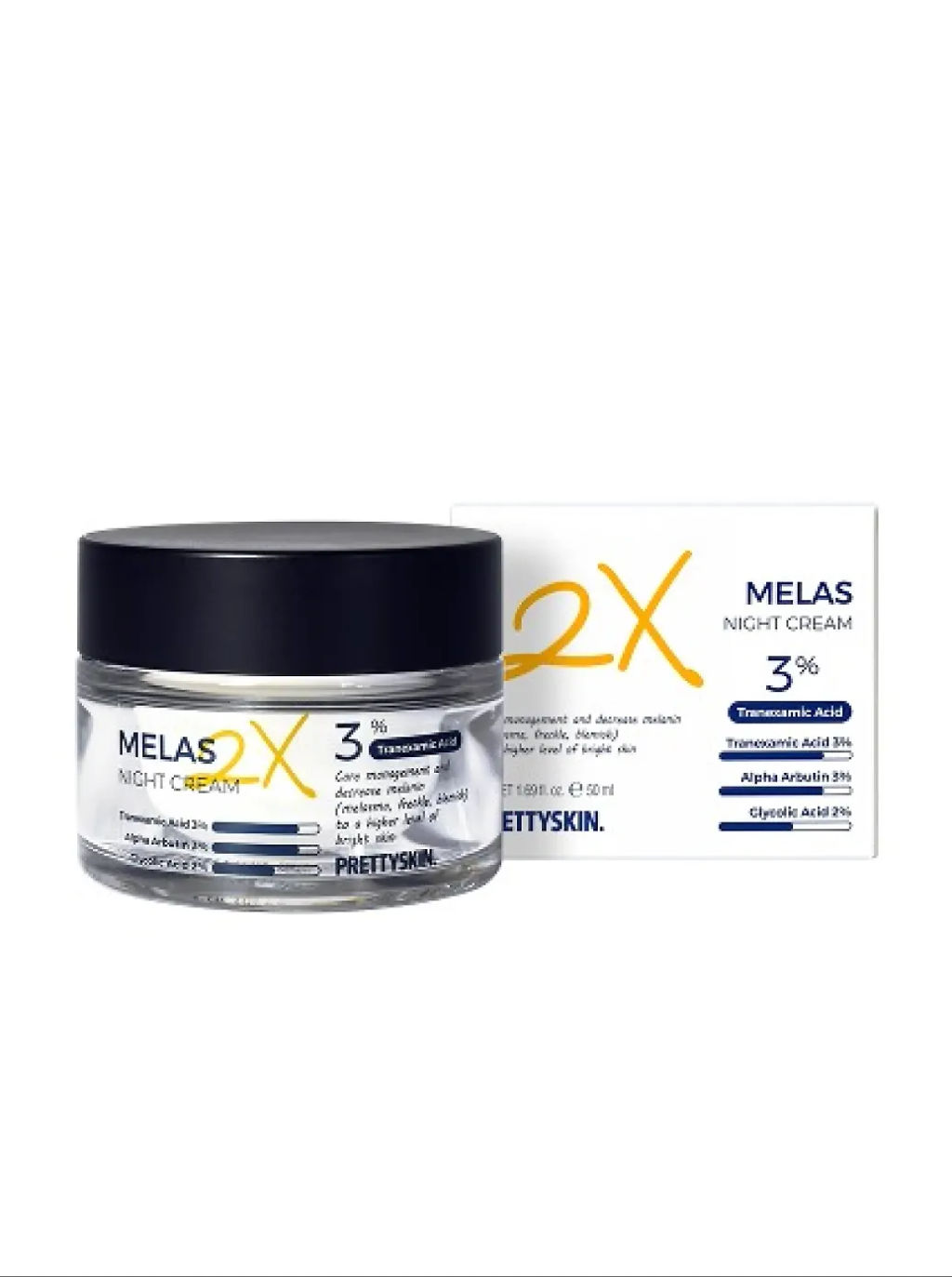 Melas 2X Night Cream - Крем для лица ночной отбеливающий, 50 мл
