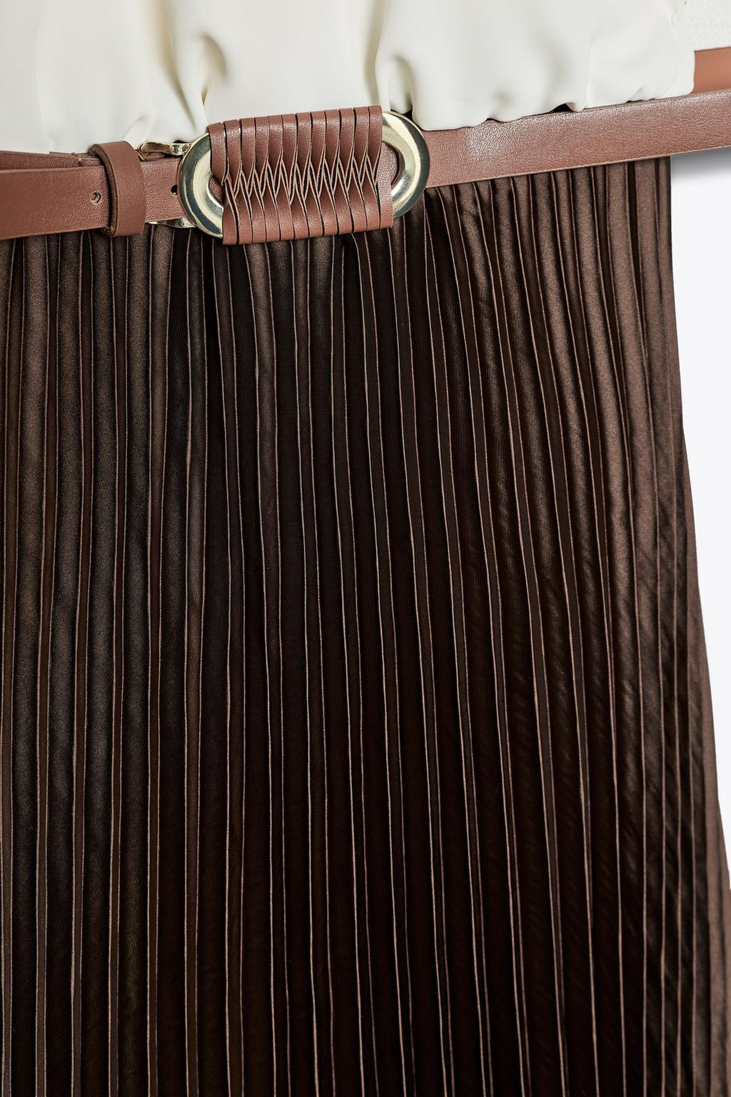 PLEATED COMBINED MIDI DRESS - Zara фото 10