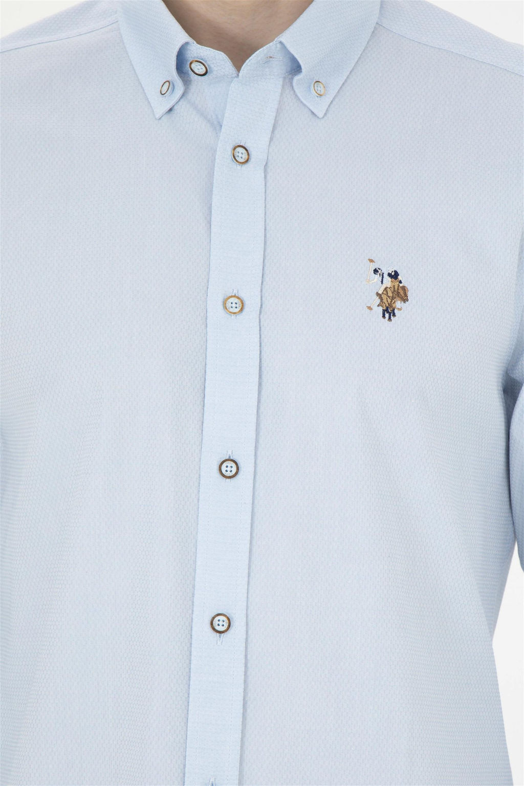 Мужская голубая базовая рубашка с длинным рукавом - U.s. polo assn фото 7