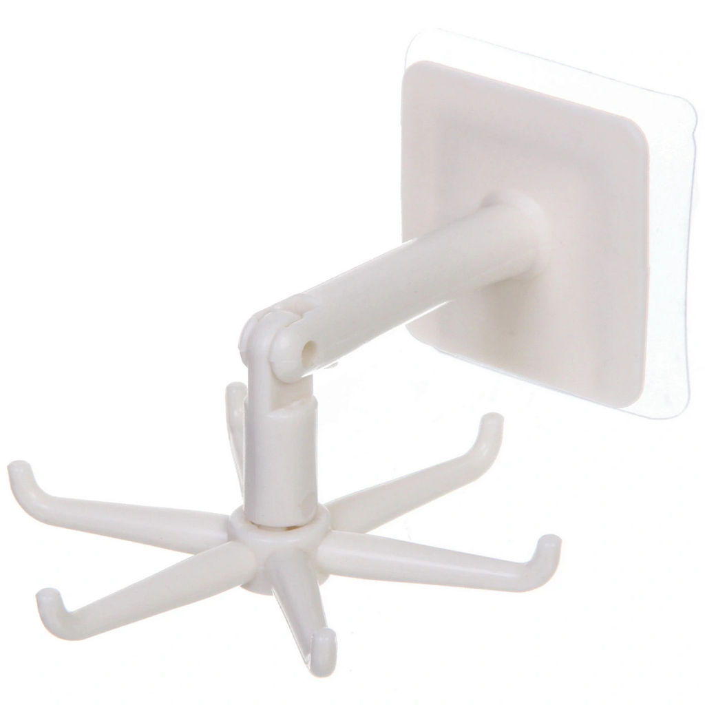 Цена за 10 шт. Крючок настенный многофункциональный на липкой основе "ИДЕЯДОМА", цвет белый, поворот на 360, нагрузка 2кг/11*7см (пакет)