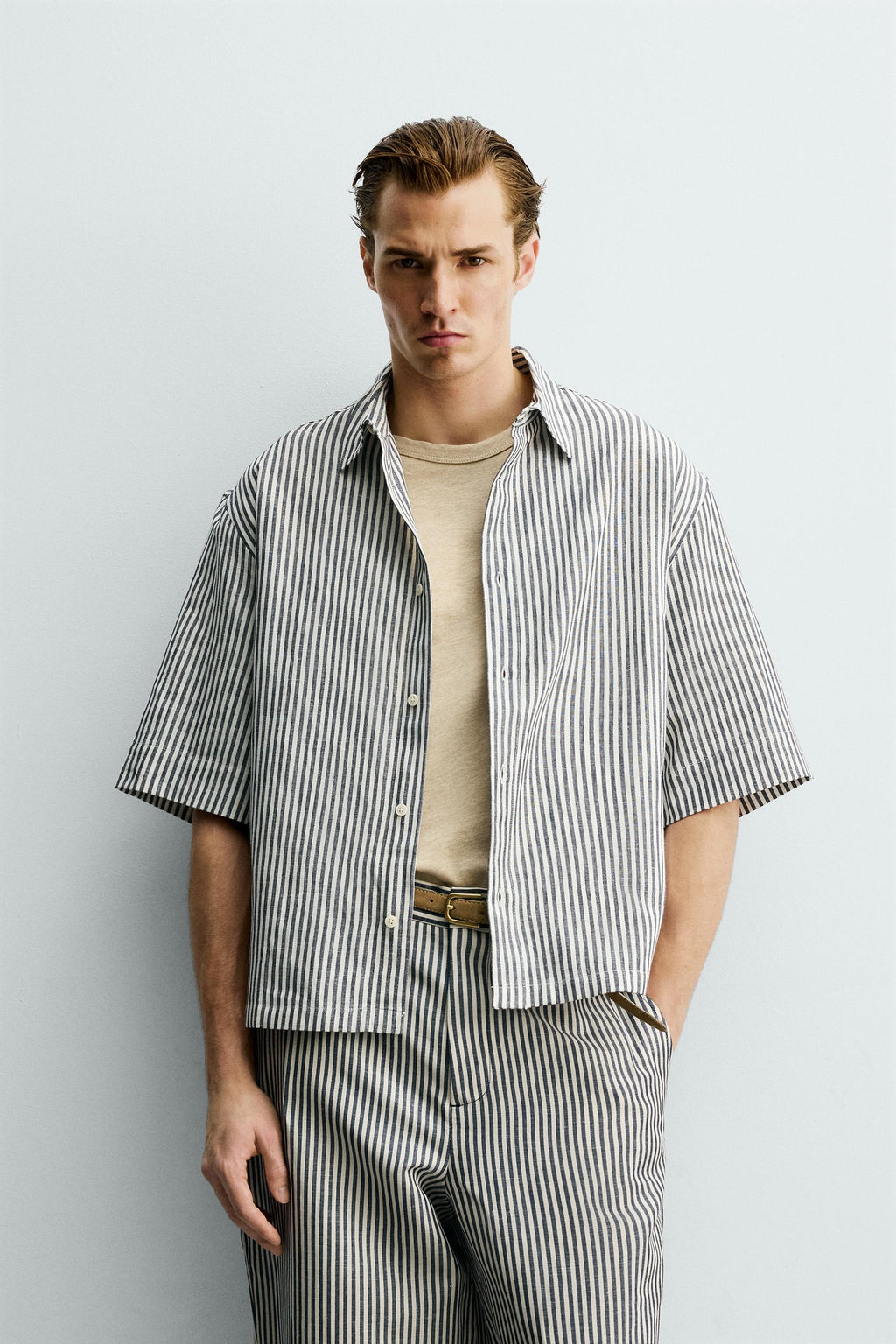 CAMISA RELAXED FIT RAYAS / ?ndigo - Zara фото 2