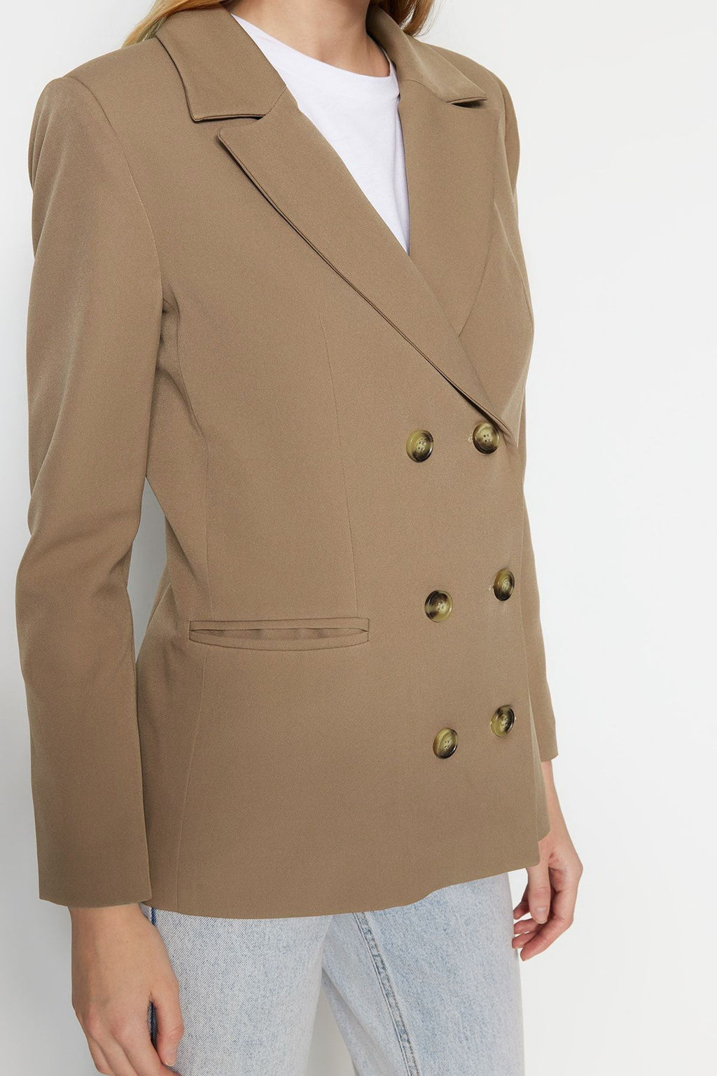 Ac?k Kahverengi Regular Astarl? Dokuma Blazer Ceket TWOSS21CE0029 - Trendyolmilla фото 4