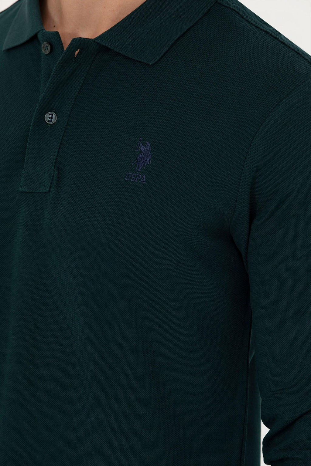 U. S. Polo Assn Мужская темно-зеленая базовая толстовка с воротником поло - U.s. polo assn фото 14