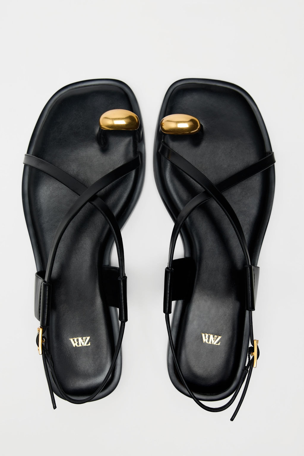 STRAPPY FLAT SLIDER SANDALS WITH METAL EMBELLISHMENT - Zara фото 13