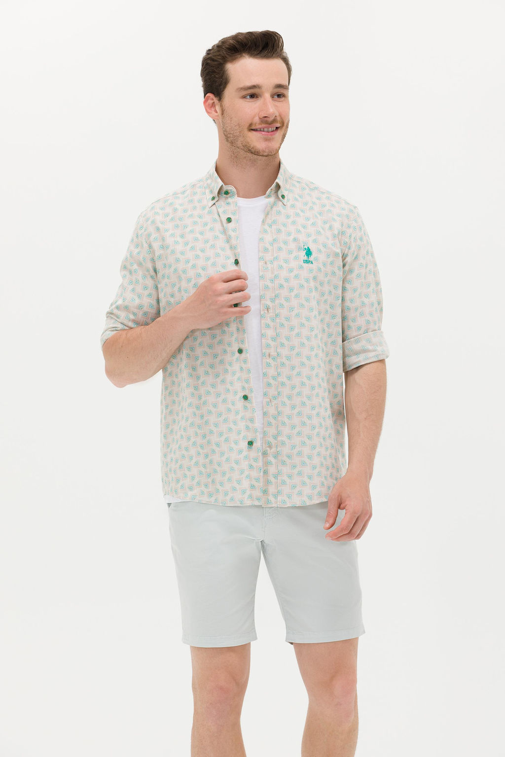 U. S. Polo Assn Мужская зеленая рубашка с длинным рукавом - U.s. polo assn фото 15