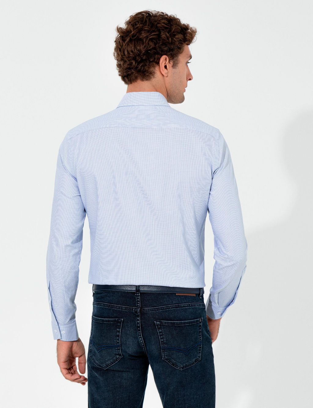 Синяя зауженная рубашка с длинным рукавом - Cacharel фото 5