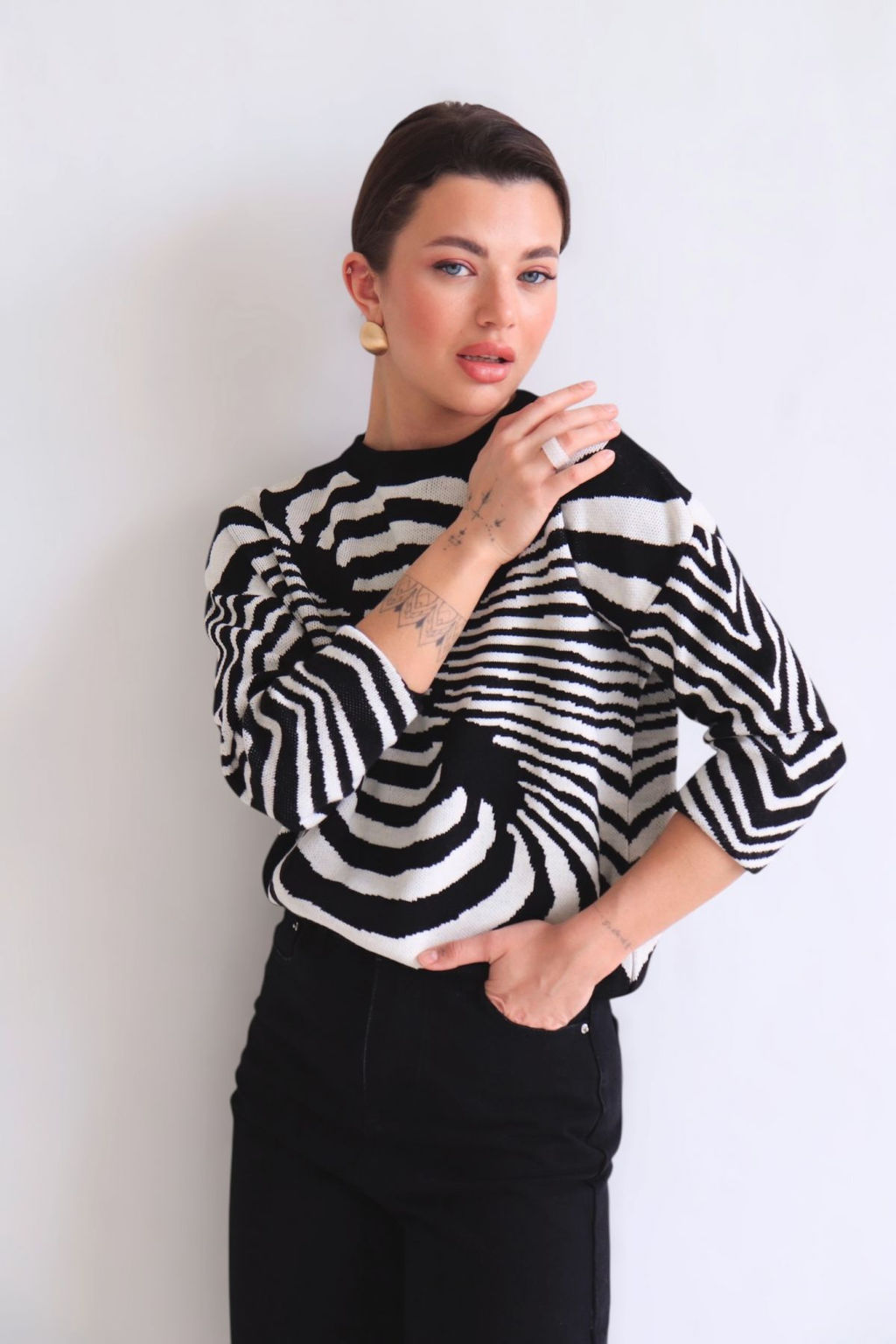 10446 Джемпер чёрно-белый - Martichelli фото 54