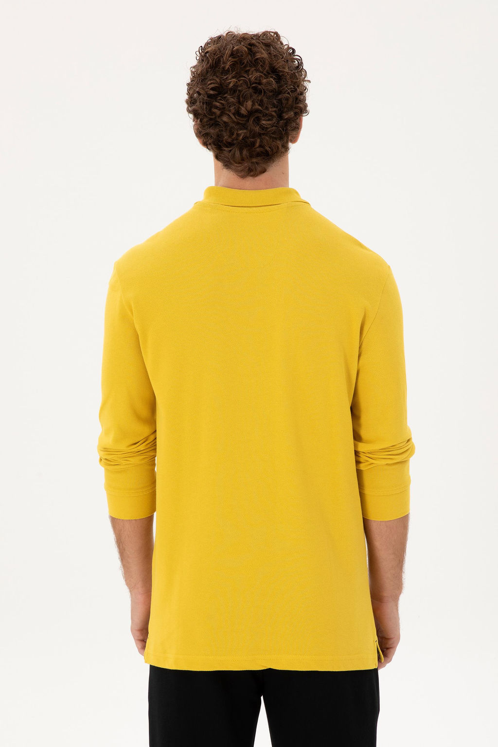 Мужской классический крой с воротником-поло темно-желтый базовый свитшот - U.s. polo assn фото 5