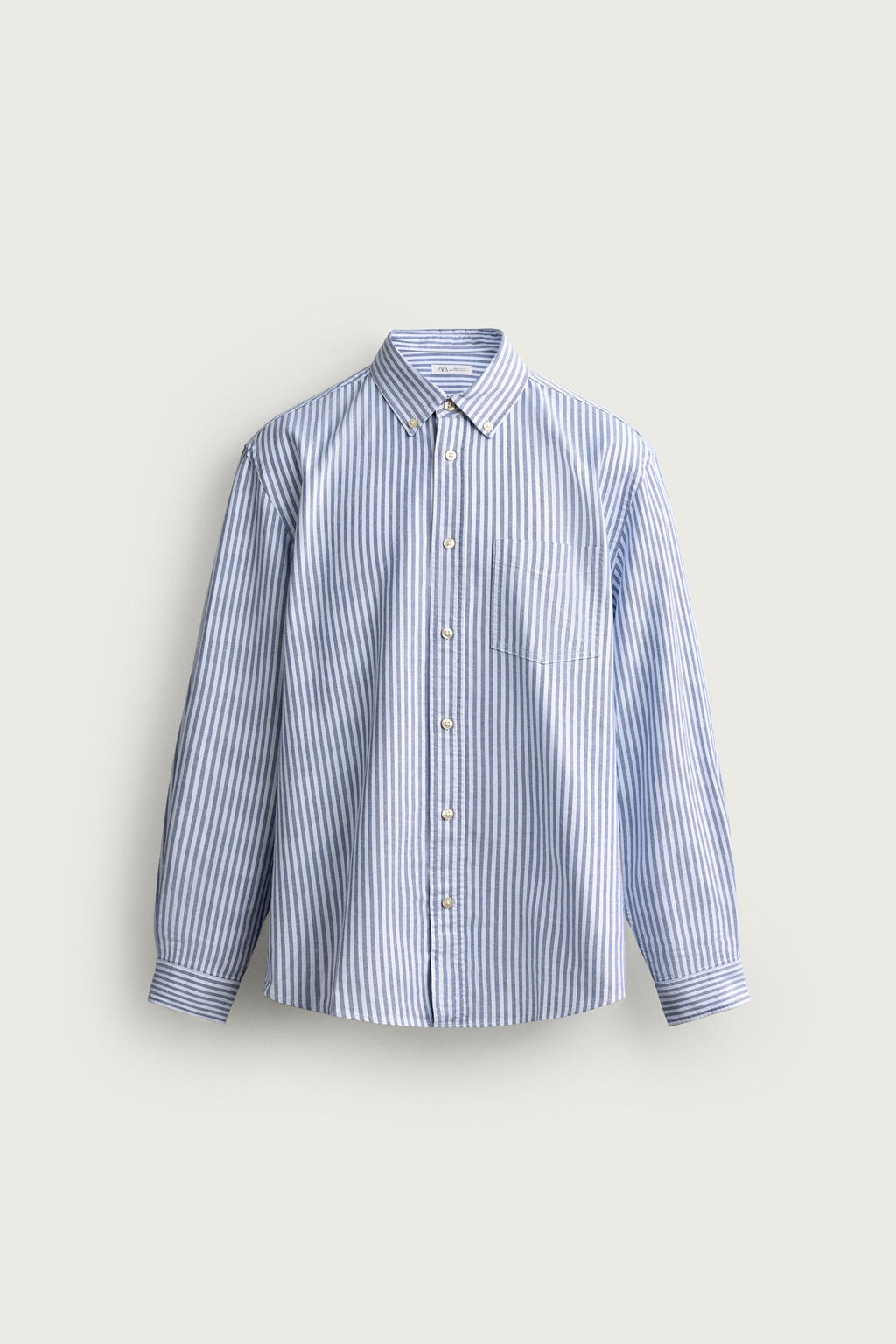 CAMISA REGULAR FIT ESTRUCTURA OXFORD / Azul / Blanco - Zara фото 5