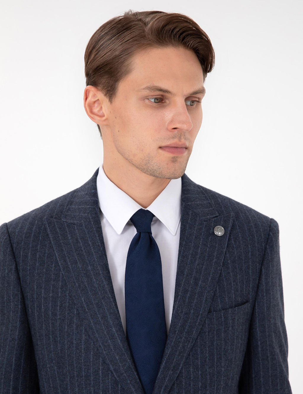 _ndigo Slim Fit _izgili Y_n Kar___ml_ Tak_m Elbise