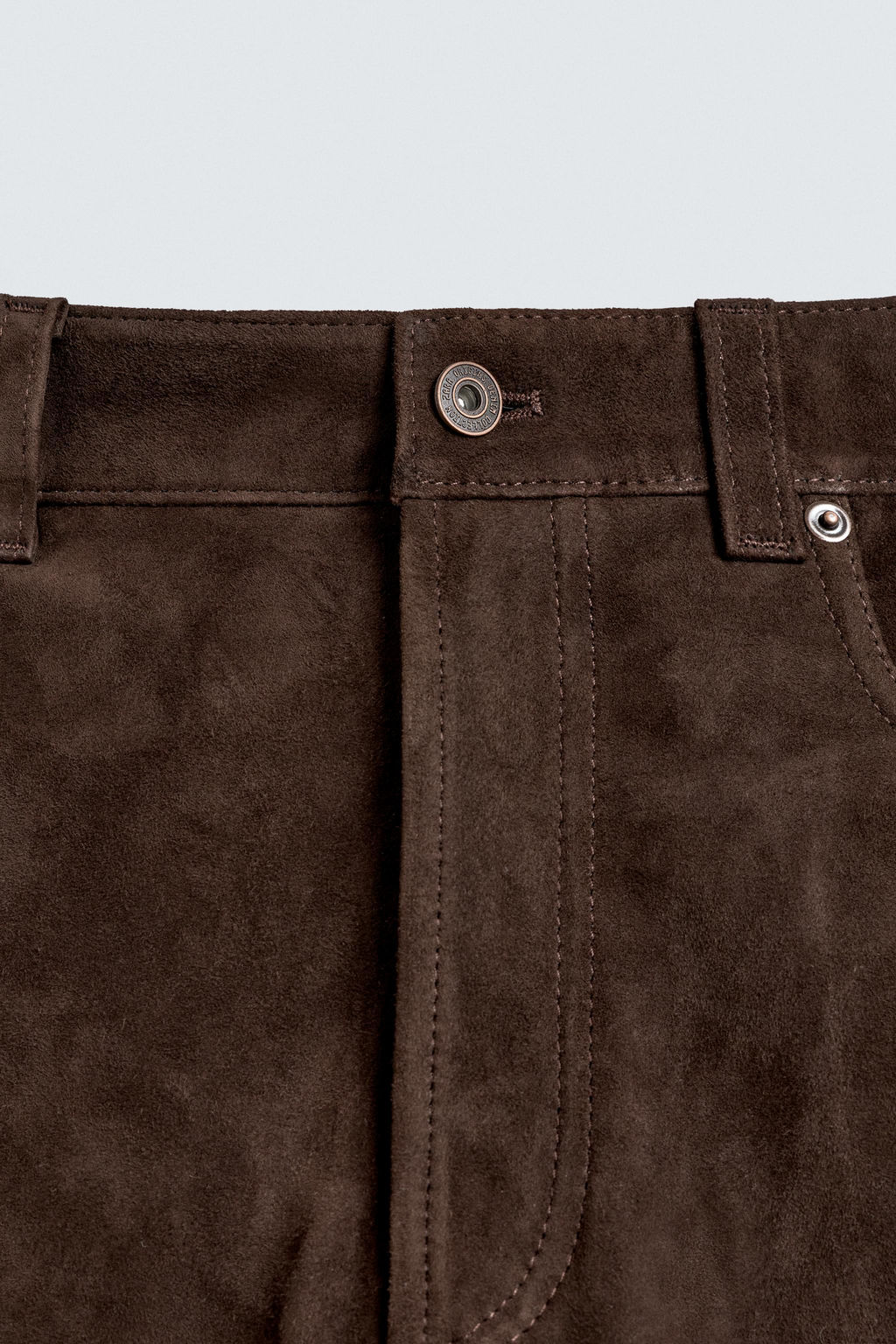 PANTAL?N STRAIGHT FIT PIEL ANTE / Marr?n oscuro - Zara фото 9