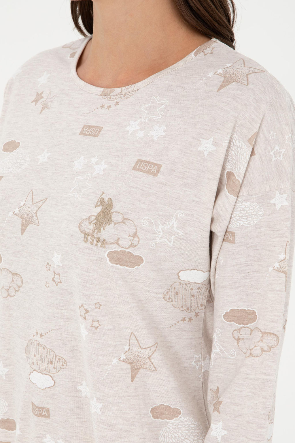 Женский бежевый пижамный комплект Неожиданная скидка в корзине - U.s. polo assn фото 7