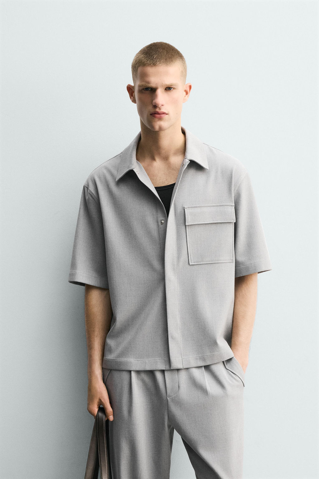SOBRECAMISA RELAXED FIT BOLSILLO / Gris - Zara фото 2