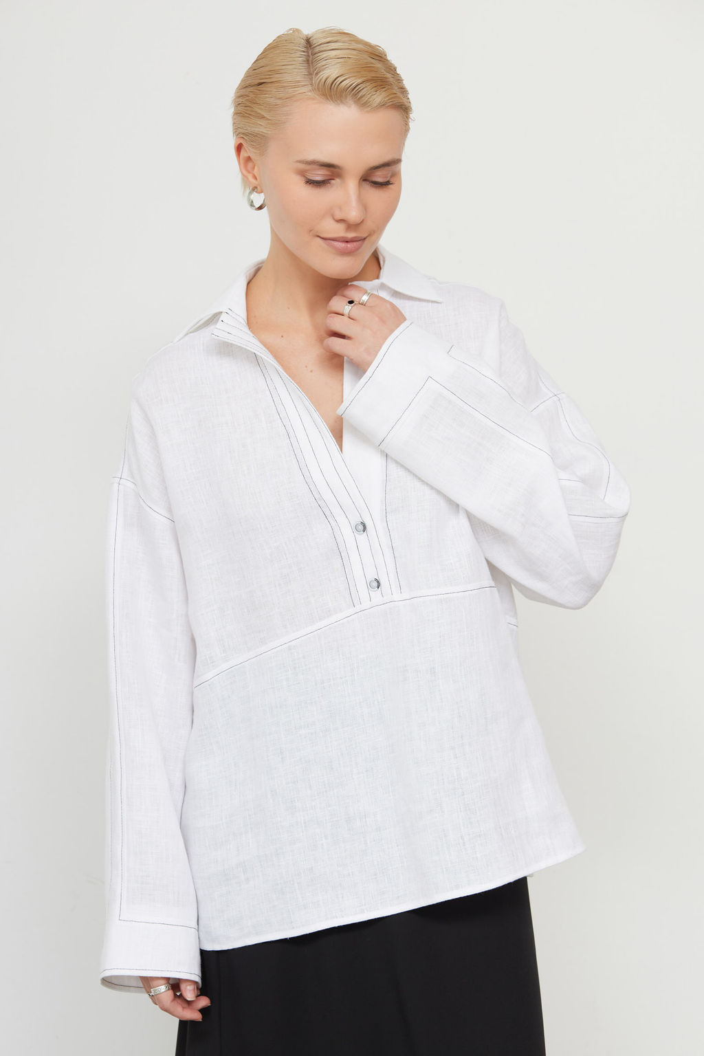Рубашка oversize изо льна GRIOL  фото 6