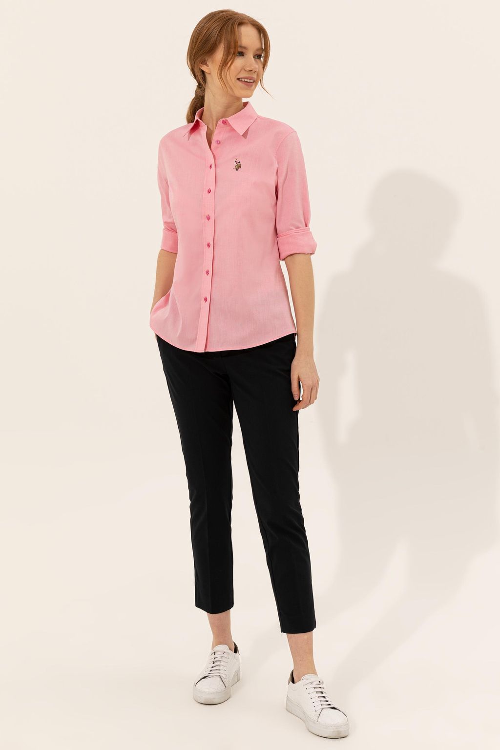U. S. Polo Assn Женская розовая базовая рубашка с длинным рукавом - U.s. polo assn фото 4
