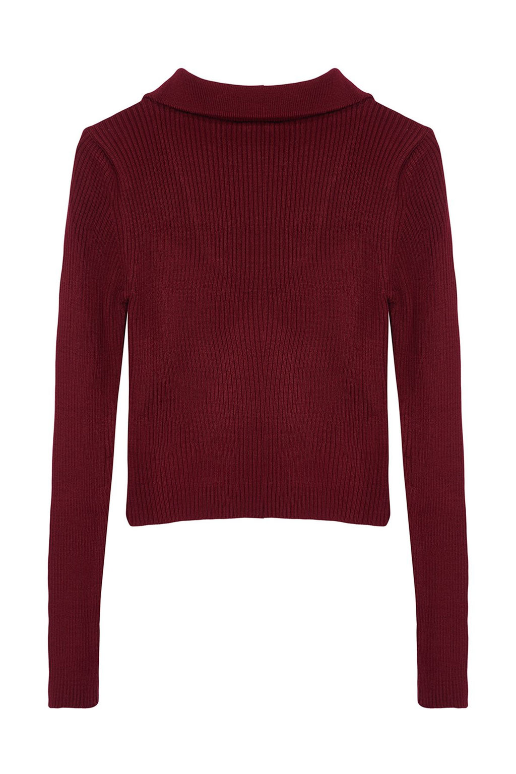 TRENDYOLMILLA Bordo Crop Fermuar Detayl? Triko Kazak TWOAW24KZ01208