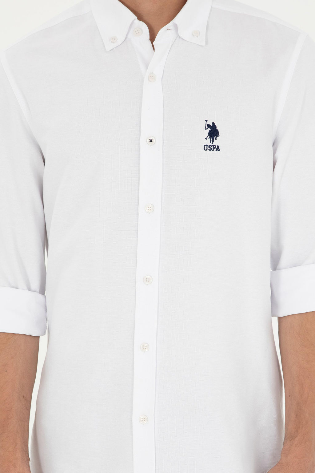 Мужская белая базовая рубашка с длинным рукавом - U.s. polo assn фото 6