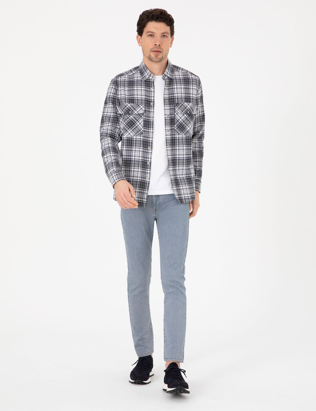 Lacivert Klasik Yaka _ift Cepli Regular Fit G_mlek Ceket