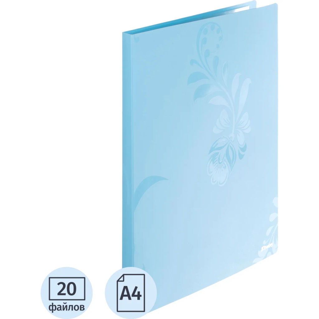 Папка файловая 20файлов А4Комус Русская серия Arctic голуб 900мкм внут карм  фото 2
