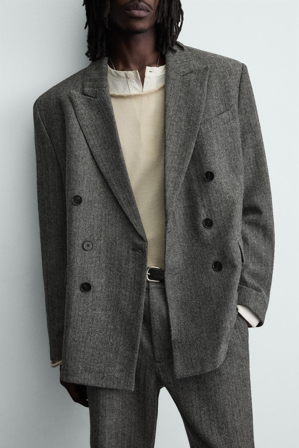 HERRINGBONE WOOL BLEND SUIT BLAZER - Zara фото 5
