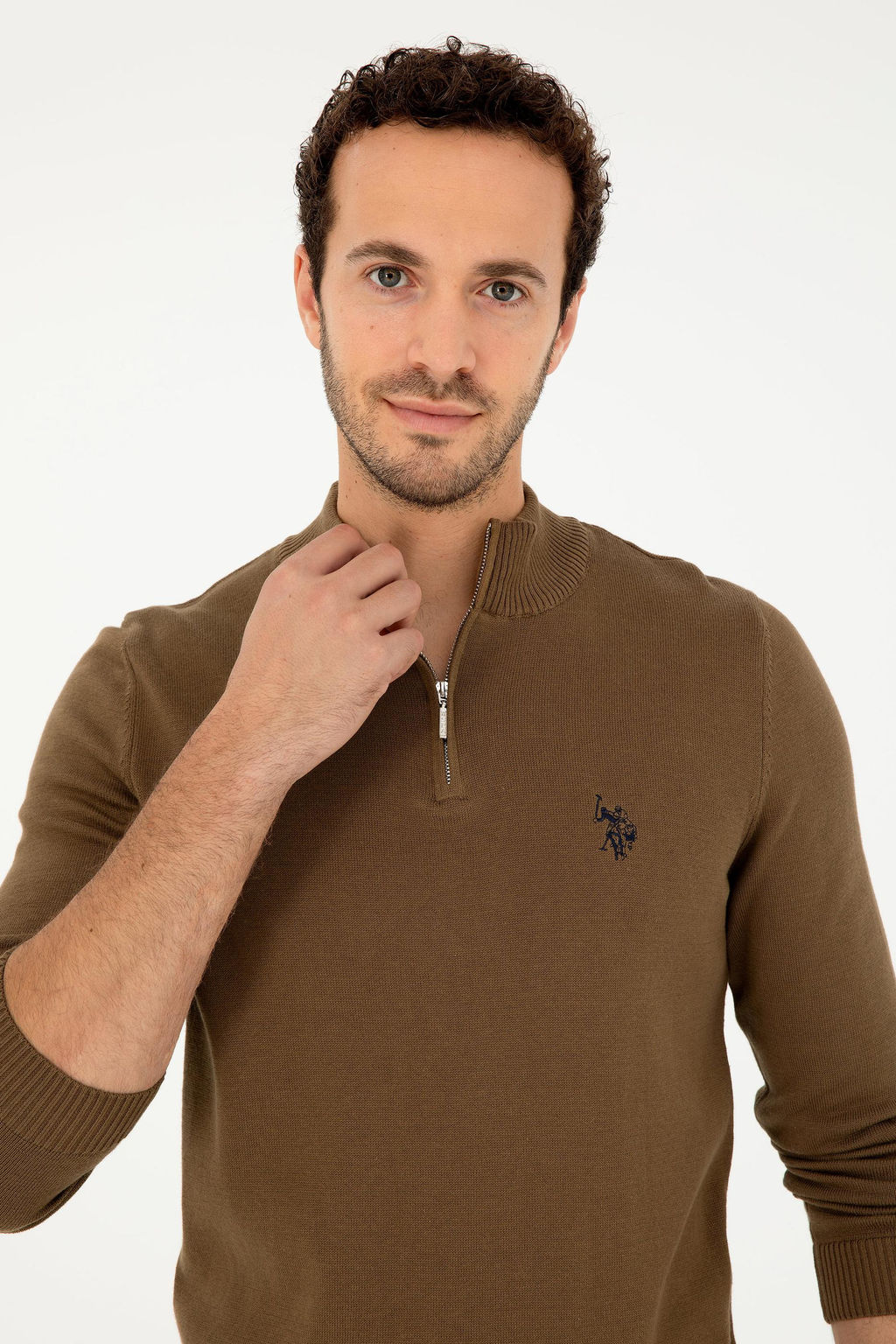 Мужской базовый свитер цвета хаки - U.s. polo assn фото 2