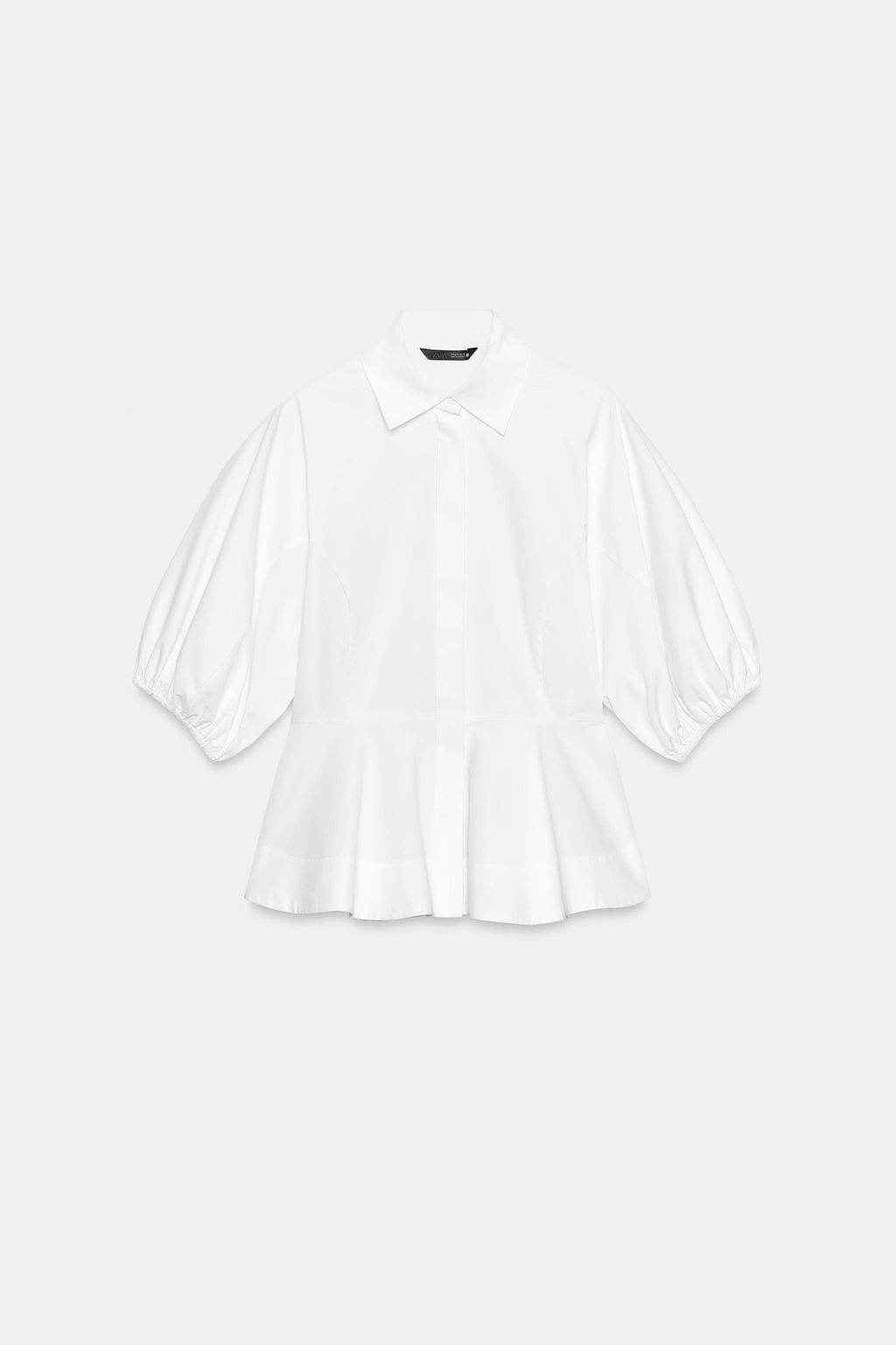 CAMISA PEPLUM MANGA ABULLONADA / Blanco - Zara фото 9