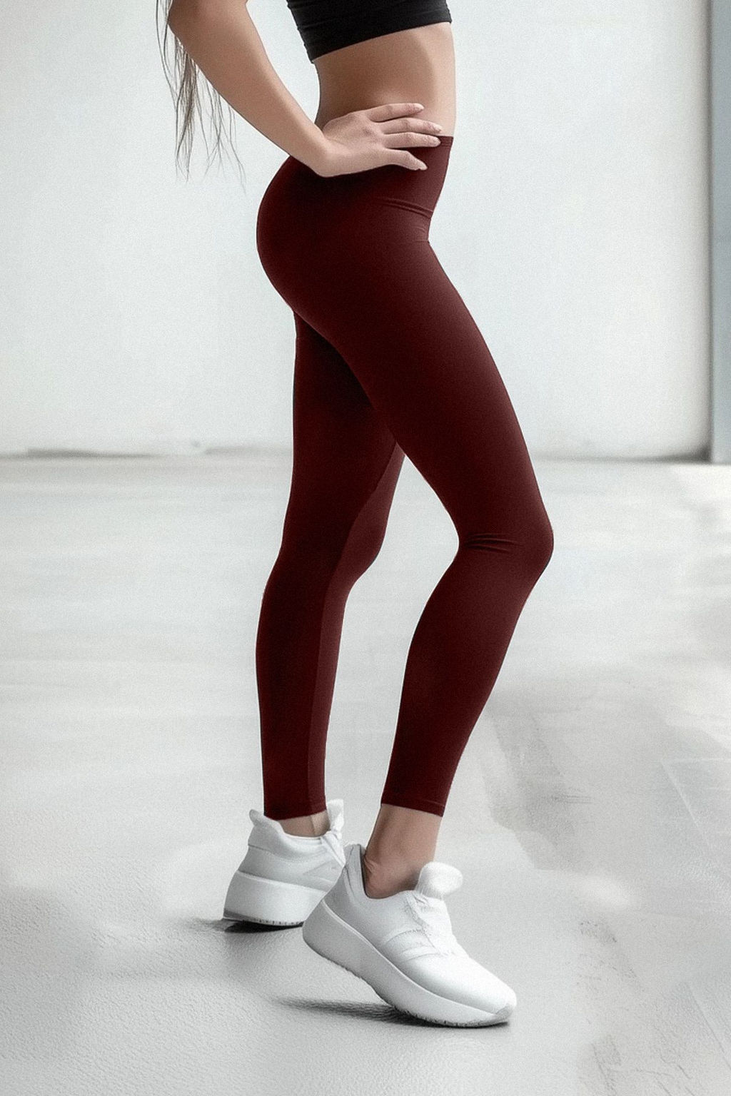 Bordo Toparlay?c? Beli Lastikli Yuksek Bel Esnek Orme Tayt TWOAW20TA0087