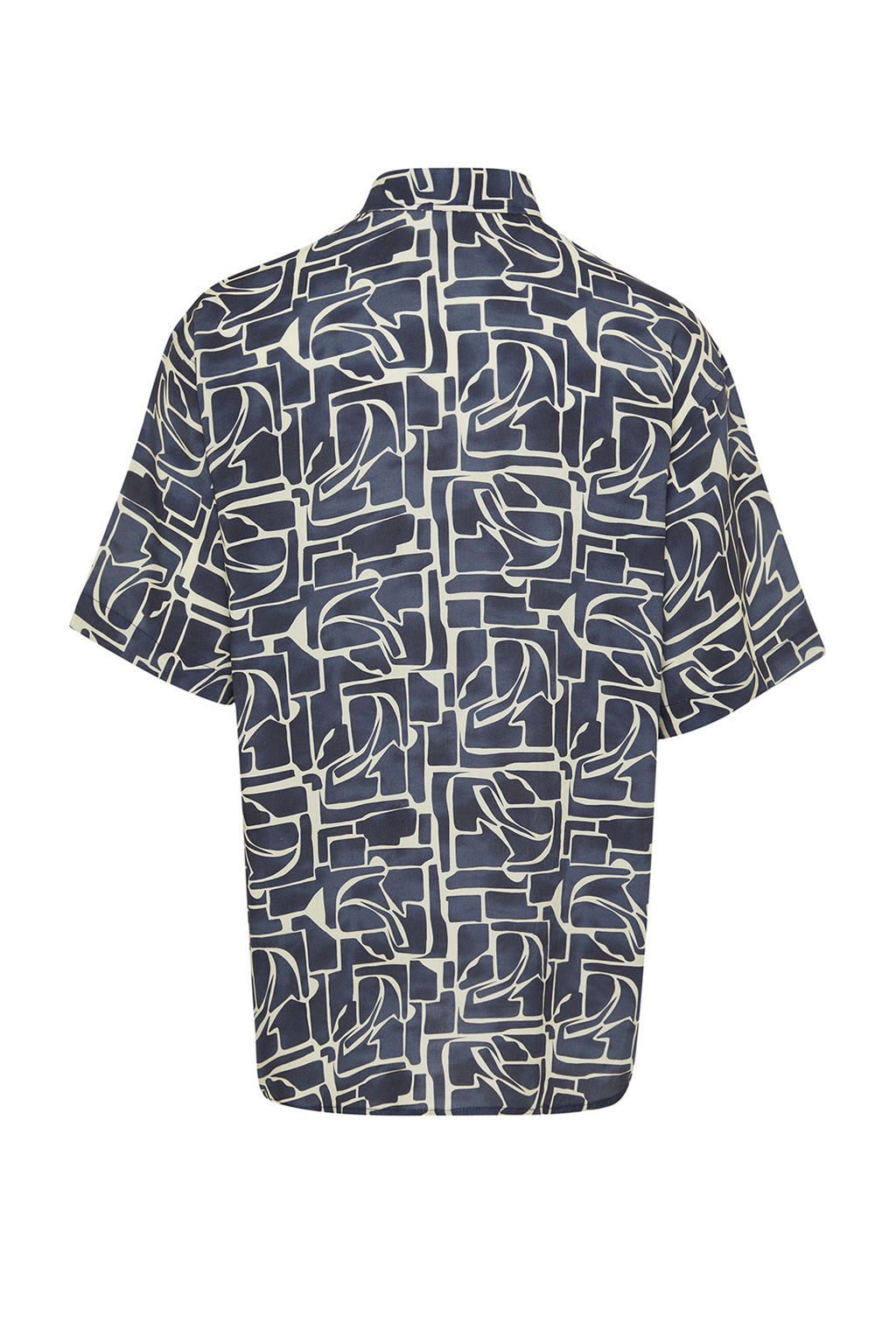 TRENDYOL MAN Lacivert More Sustainable Oversize Fit %100 Viskon Desenli K?sa Kollu Salas Gomlek TMNSS24GO00051 - Trendyolmilla фото 8