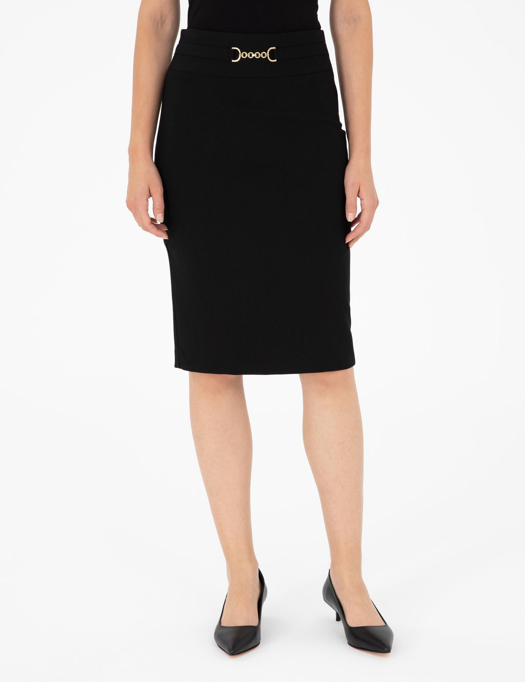 Siyah Kalem Fit Dokuma Etek