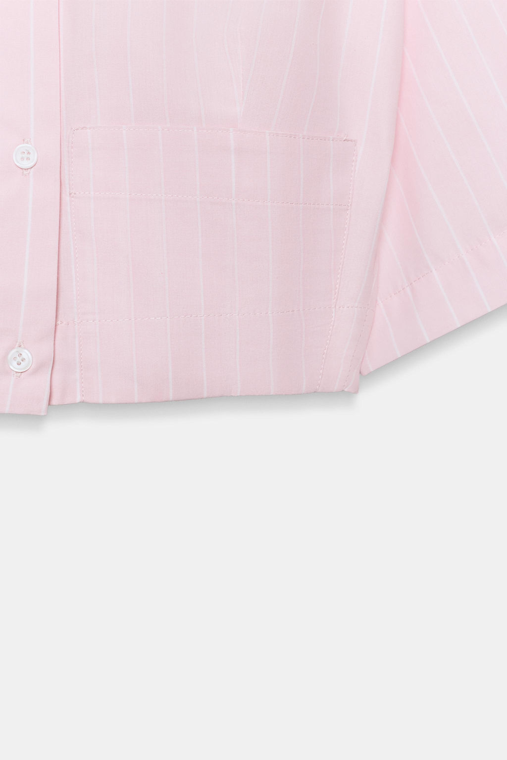 CAMISA CROP POPEL?N RAYAS / Rosa / Blanco