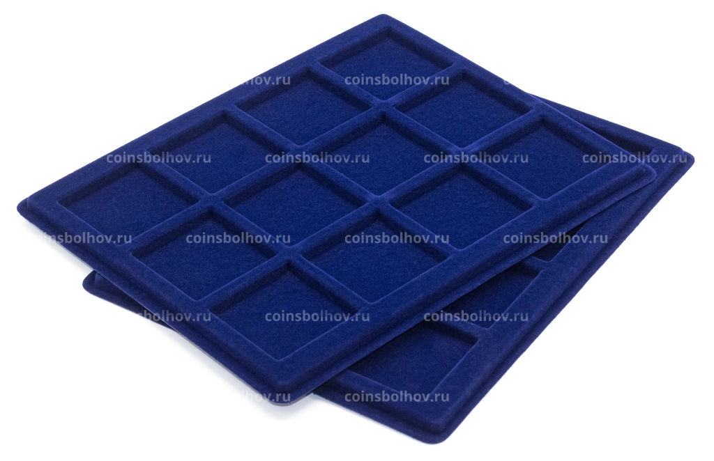 Планшет на 12 ячеек для монет диаметром 48 мм формат S (упаковка 2 штуки) Синий LEUCHTTURM 329178