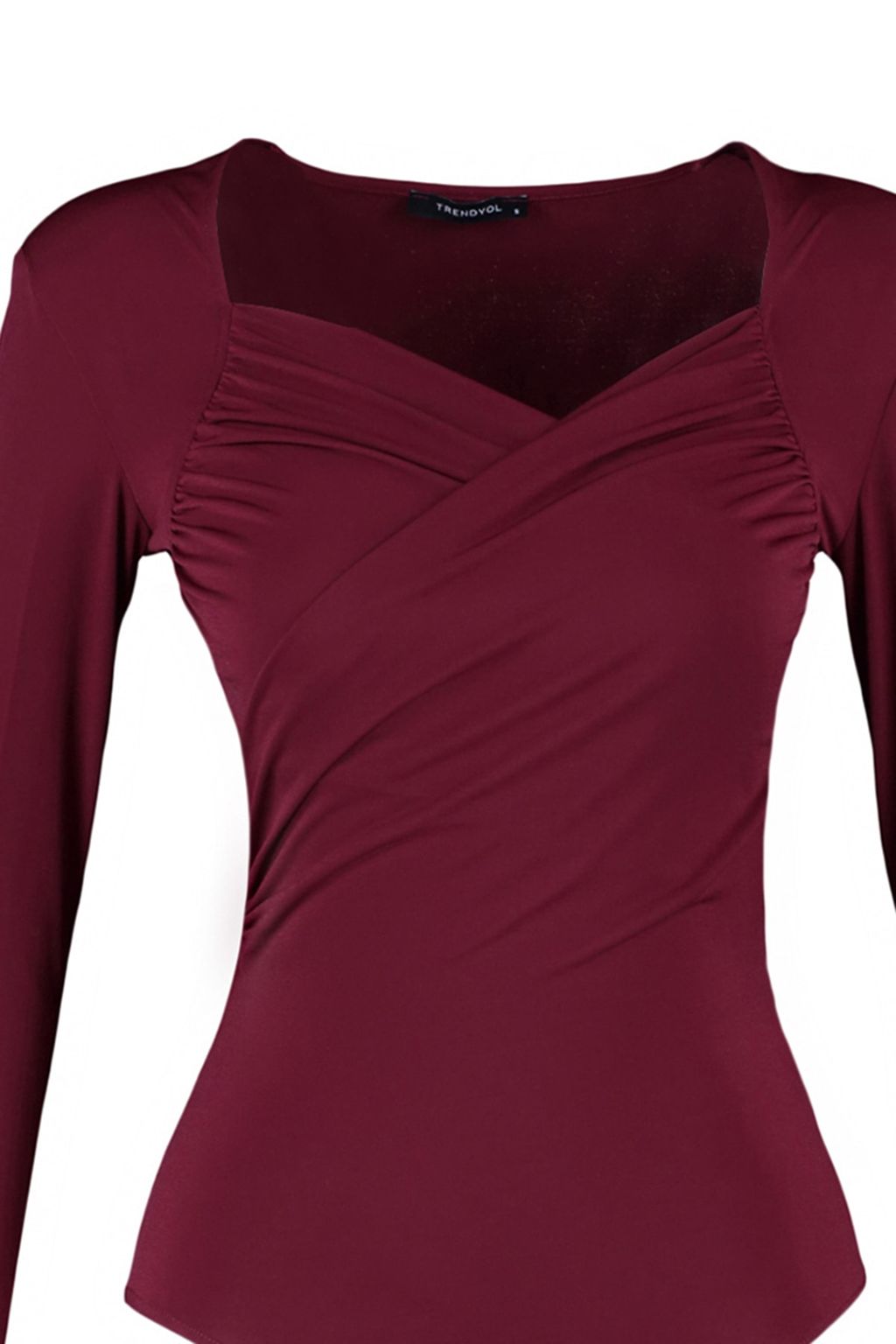 TRENDYOLMILLA Siyah Vatkal? Drape Detayl? Fitted/Vucuda Oturan Esnek C?tc?tl? Orme Body TWOAW22BD0156  фото 7