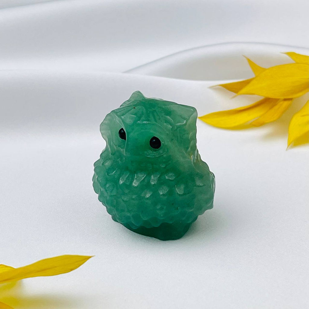 Фигурка резная Сова из зеленого Кварца