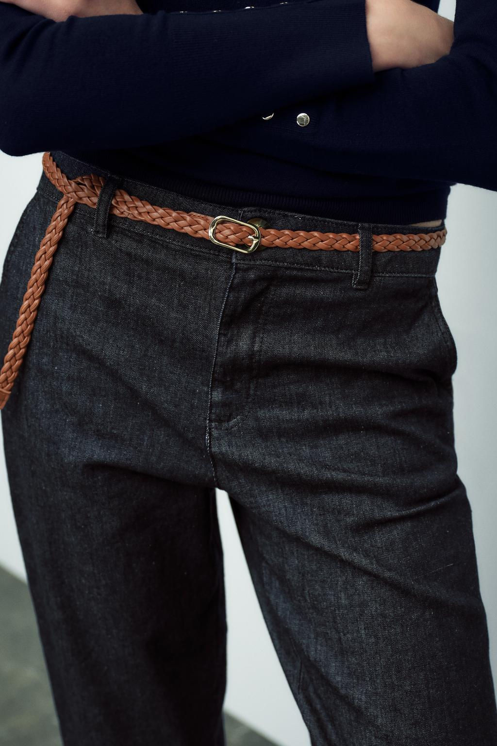 CHINO TROUSERS WITH BRAIDED BELT - Zara фото 4