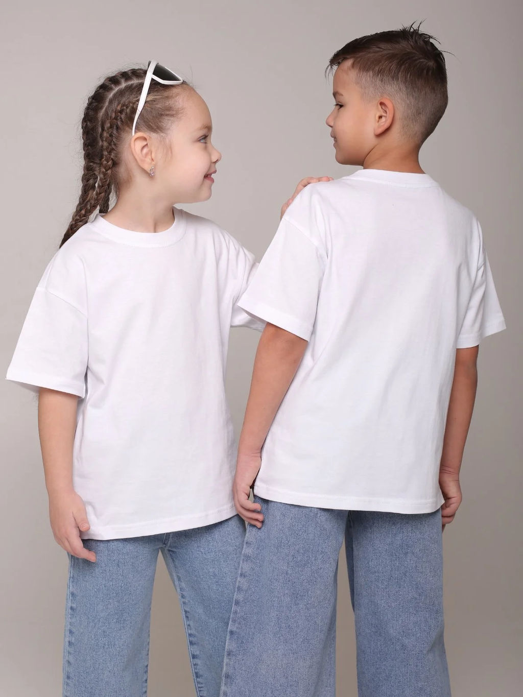 Набор детских Футболок базовая-2шт, цвет Белый, кулирка х/б100% - 5+ фото 2