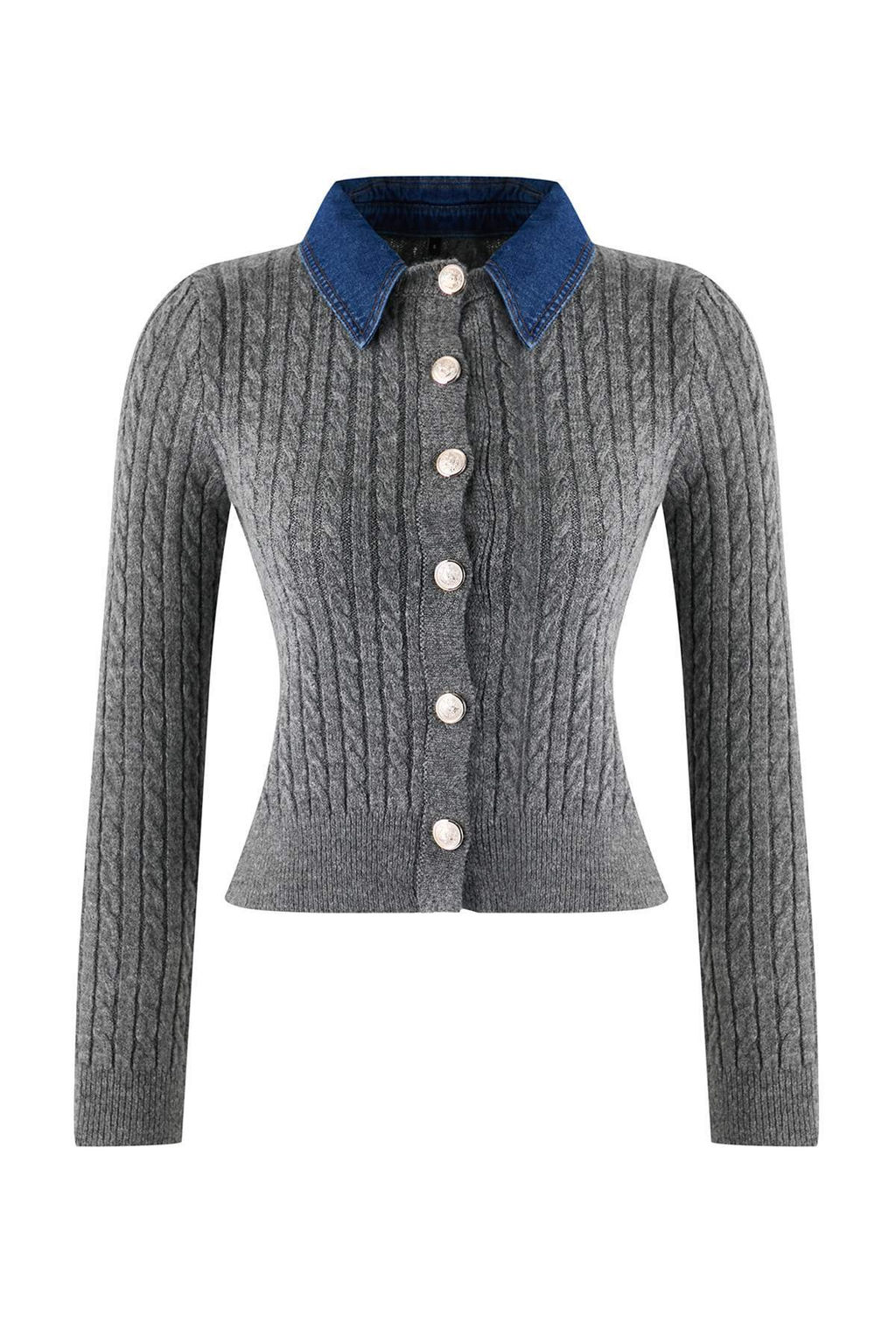 Antrasit Denim Garnili Sac Orgu Triko H?rka TWOAW26HI00286 - Trendyolmilla фото 4