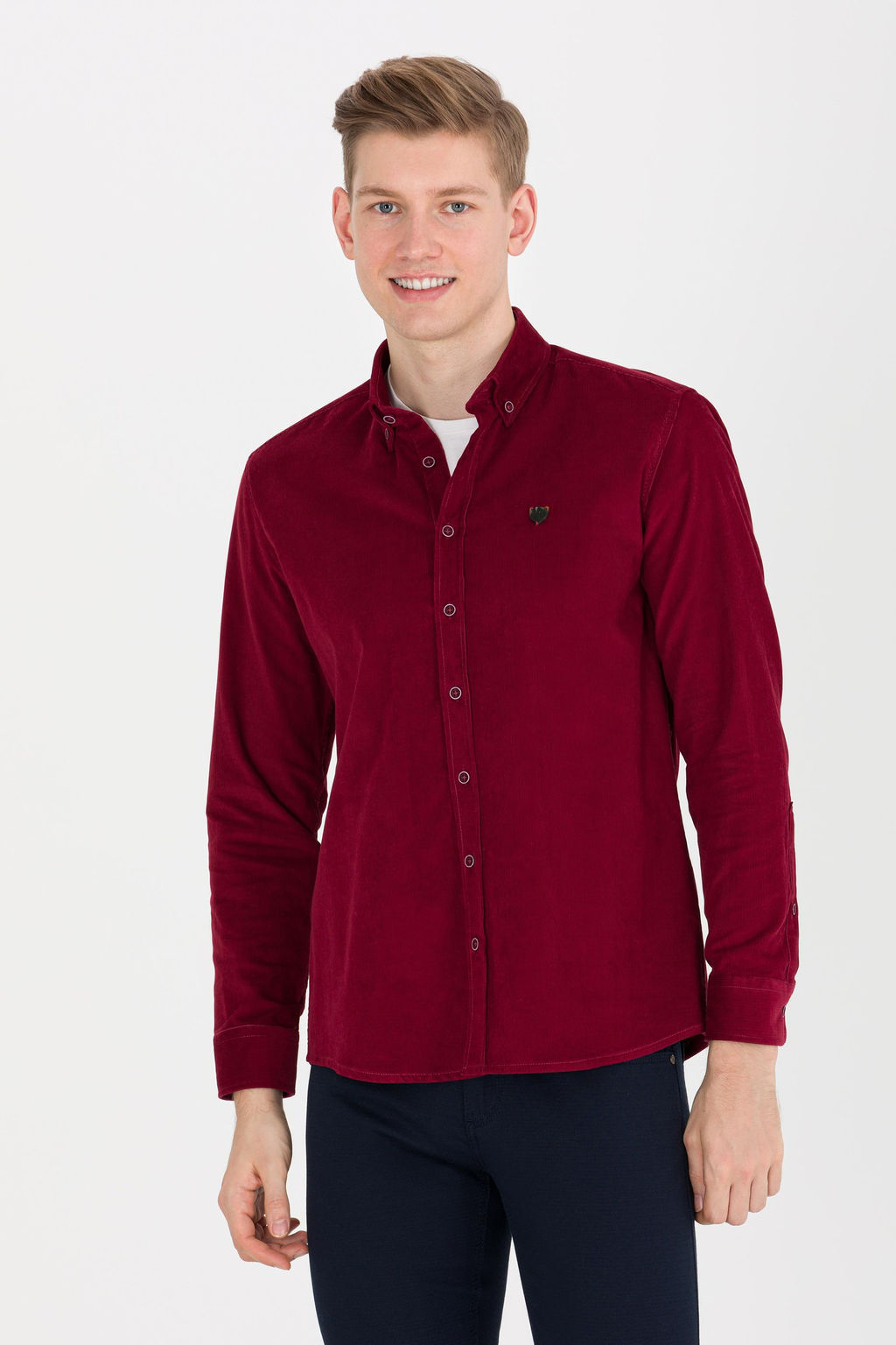 U. S. Polo Assn Мужская рубашка с длинным рукавом вишневого цвета - U.s. polo assn фото 15