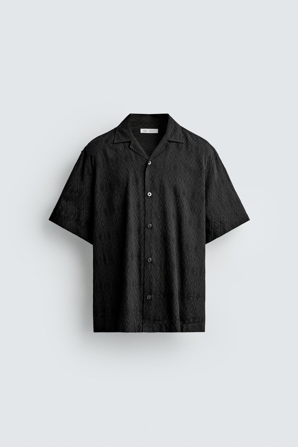 CAMISA RELAXED FIT JACQUARD GEOM?TRICO / Negro - Zara фото 7