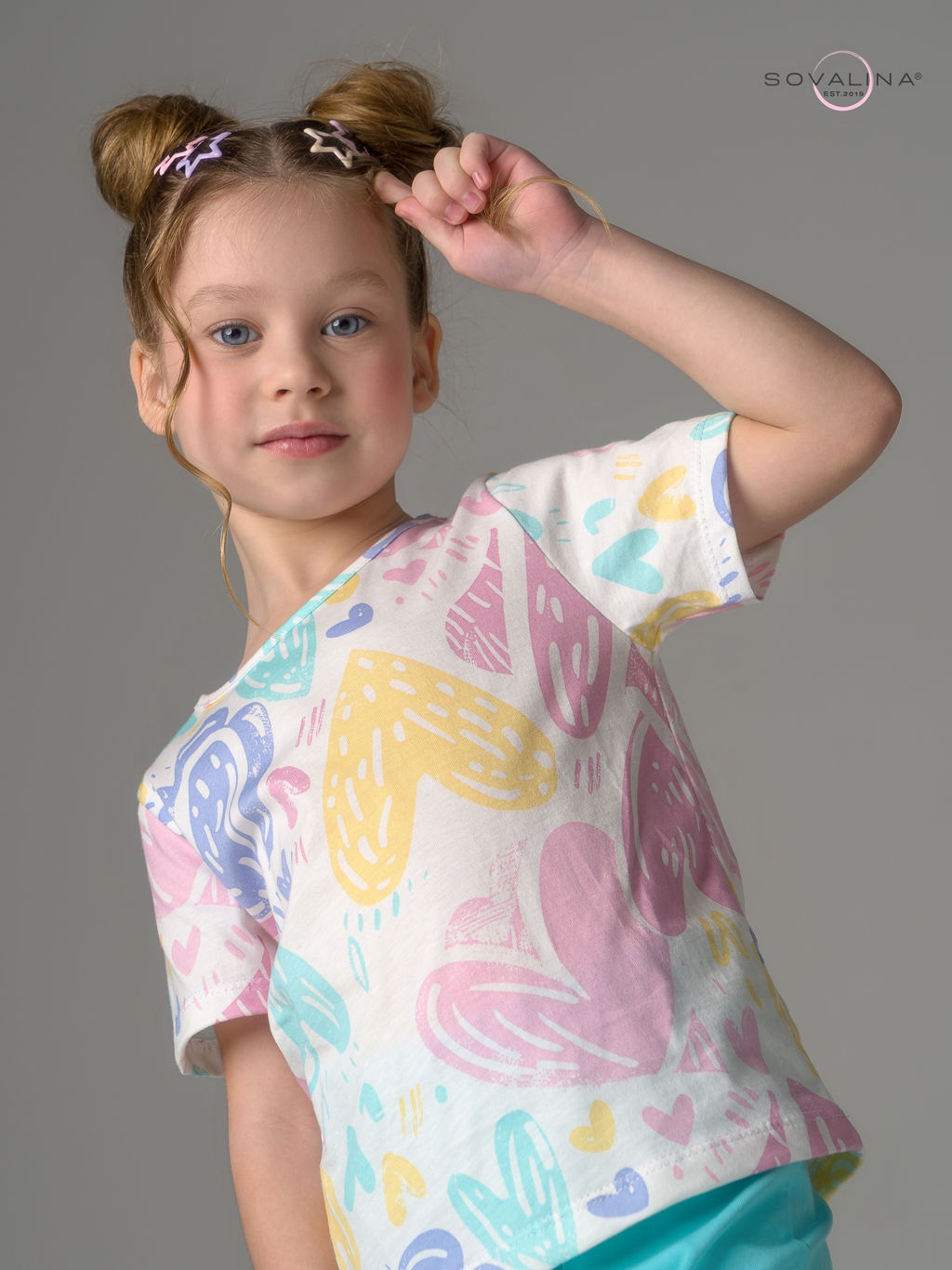 Костюм Лето акварельные сердечки-мята - Sovalina фото 8