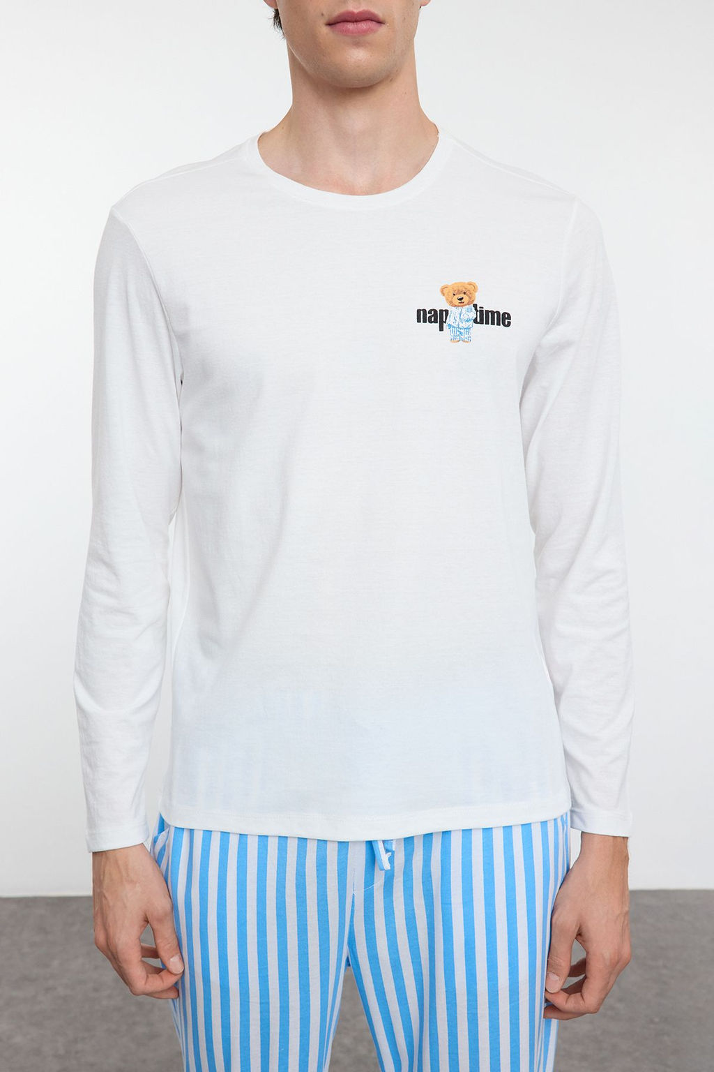 TRENDYOL MAN Bej - Kahve Regular Fit Cizgili Couple/Cift orme Pijama Tam?m? TMNAW25PT00049 - Trendyolmilla фото 4