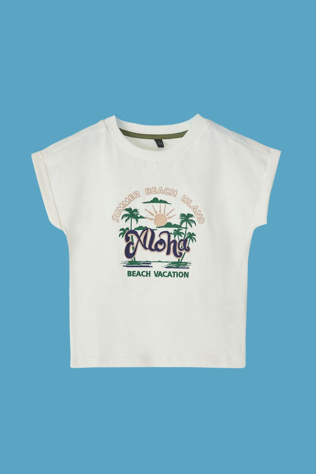 Ekru K?z Cocuk %100 Pamuk Slogan Bask?l? Regular Kal?p Karpuz Kol Orme T-Shirt TKDSS25TS00050