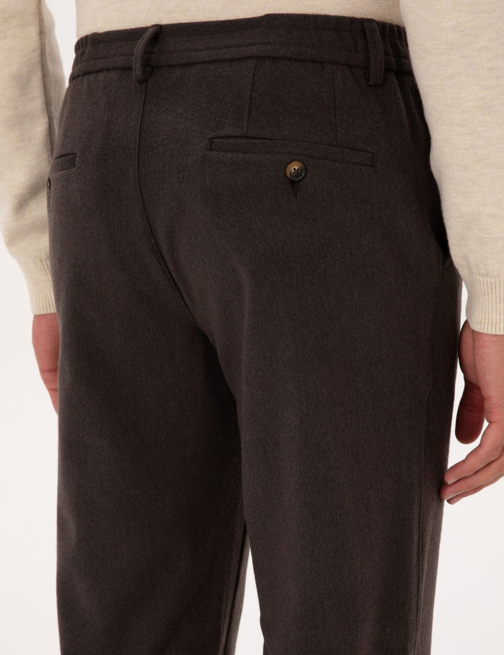 Kahverengi Slim Fit Flanel Dokulu Kuma_ Pantolon
