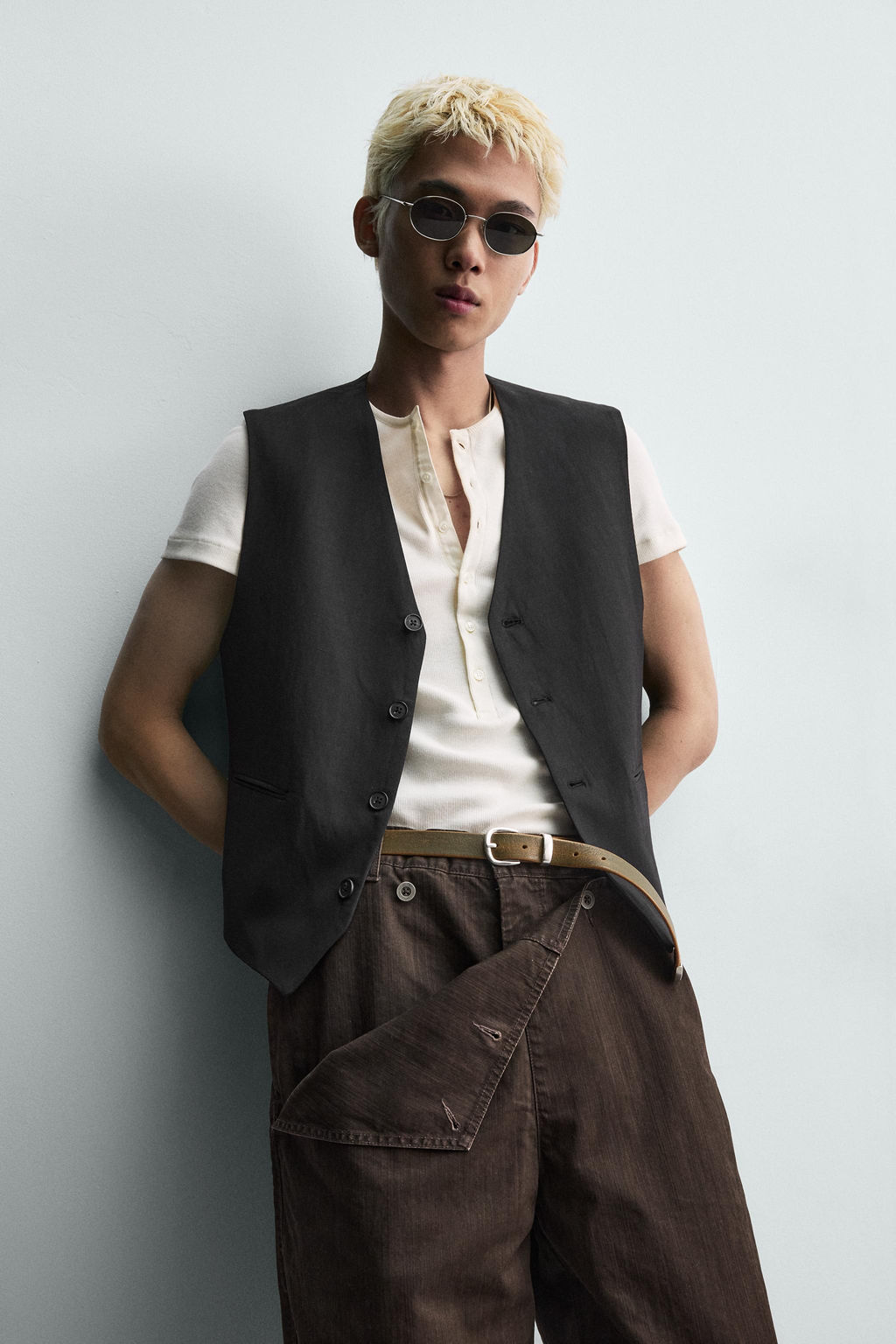 CHALECO TRAJE VISCOSA - LINO / Negro - Zara фото 6