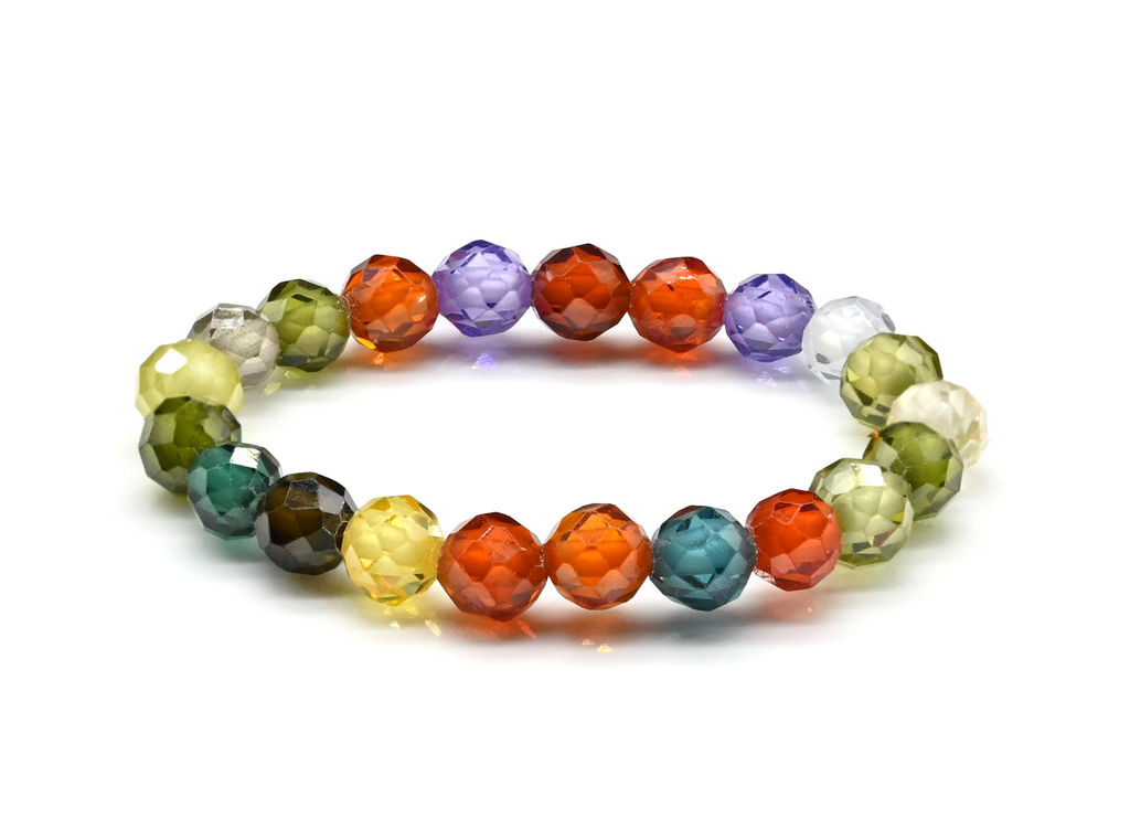 Колечко на резинке из фианитов цвет микс