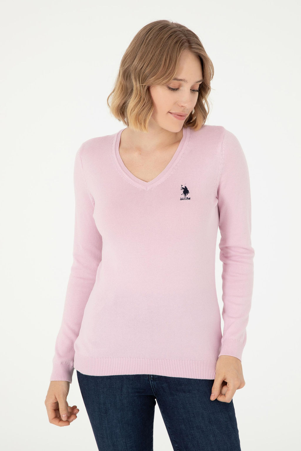 Женский розовый базовый свитер Неожиданная скидка в корзине - U.s. polo assn фото 3