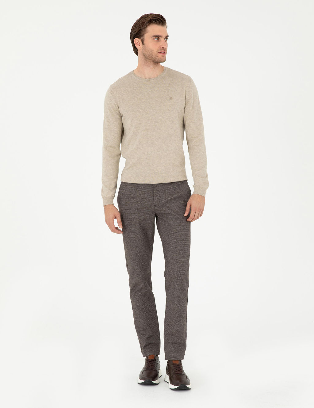 Kum Melanj Slim Fit Bisiklet Yaka Basic Triko Kazak - Pierre cardin фото 4